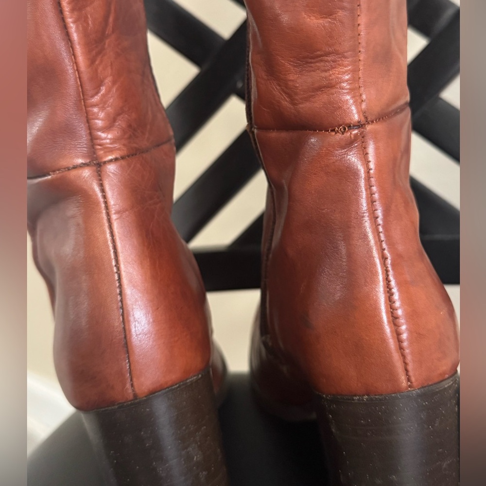 Beautiful Jonak Cognac (36)Brown Leather Heeled Boots - Picture 4 of 6